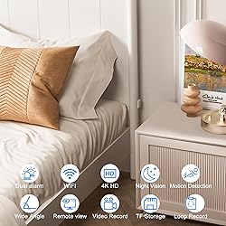 glaury 4K WiFi Security Camera Clock with Night