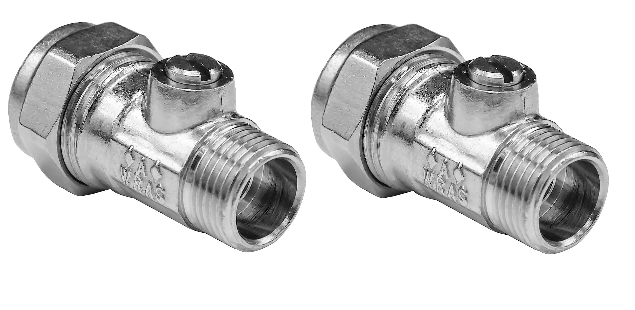 hep® 15mm x 3/8" Male Threaded Flat Faced Isolation Ball o fix Straight Valves for 3/8" European Flexible Tap Connector Pack of 2