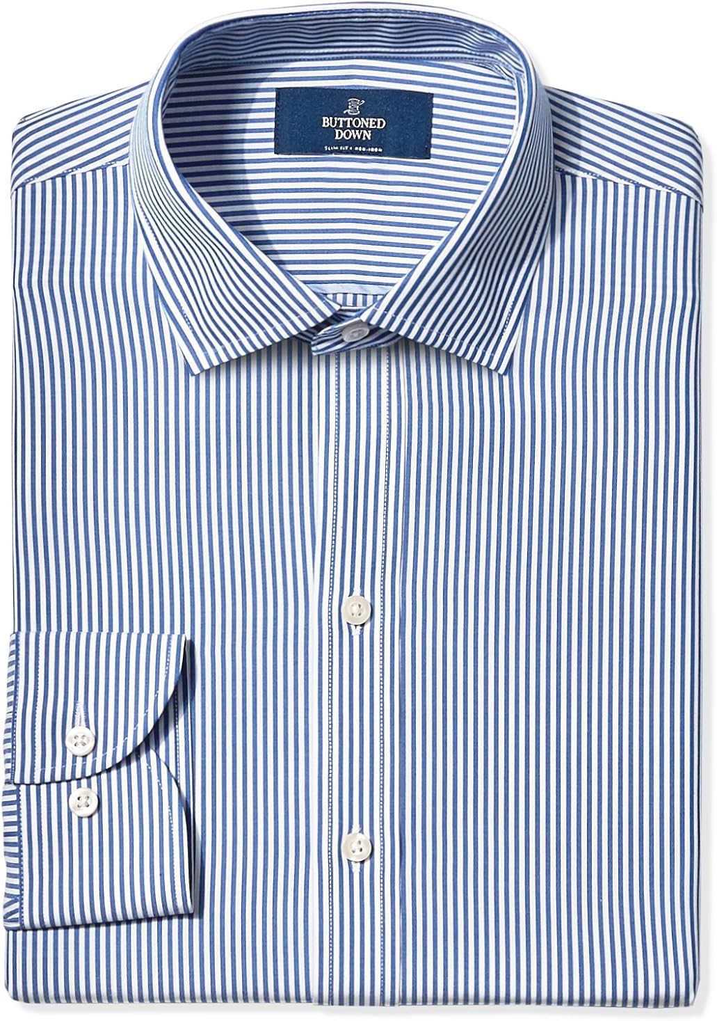  Brand - BUTTONED DOWN Men's Slim Fit Stripe Dress Shirt, Supima Cotton Non-Iron: Clothing