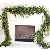 9ft Handmade Christmas Garland,Artificial Cypress Cedar Pine Needles Greenery Seasonal Garland for Christmas Fireplace Winter Holiday Indoor Outdoor Decoration