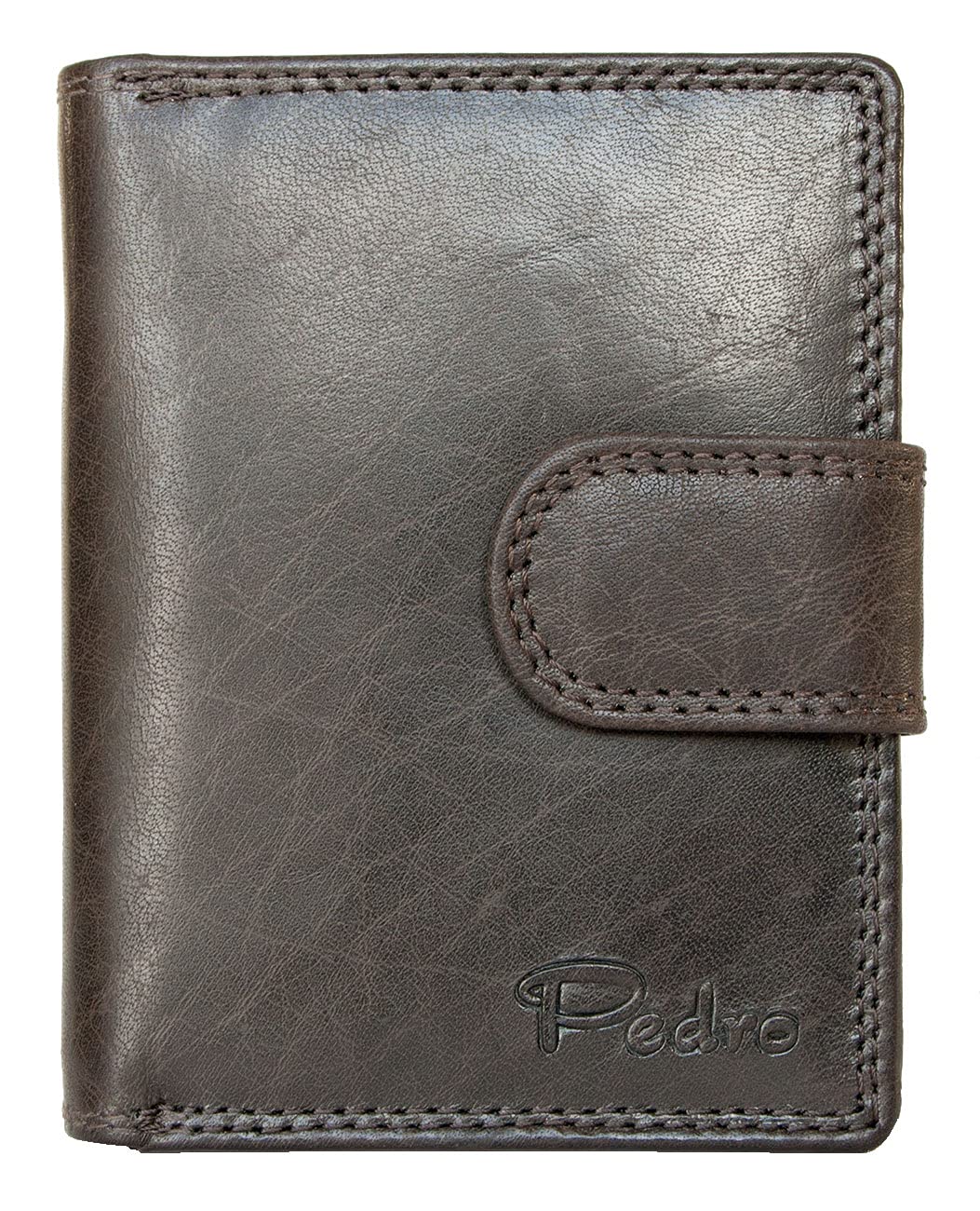 FLW Women's Dark Bown Genuine Leather Wallet Without Any Logos or Markings