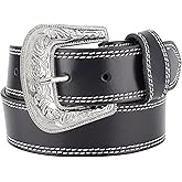 F&L CLASSIC mens Western full grain Leather belt Strap w/Snaps for Interchangeable Buckles, USA,