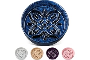 vancasso Ceramic Slow Feeder Dog Bowls, Puzzle Dog Food Bowls with Floral Maze, Anti -Slip Pet Food Dish for Medium Breed, 1.5 Cups, Blue