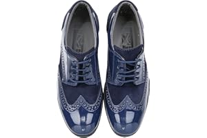 SIRRI Boys Suede Patent Dress Shoes Lace Up Brogue Formal Wedding Footwear