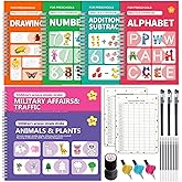 6 Pack Magic Grooved Writing Practice Books for Kids,Reusable Handwriting Practice with Pen,Pencil Grisp,Cute Seal and Learning Schedule ,Pecfect Tracing Copybook for Kindergarten Preschool Age 3-8