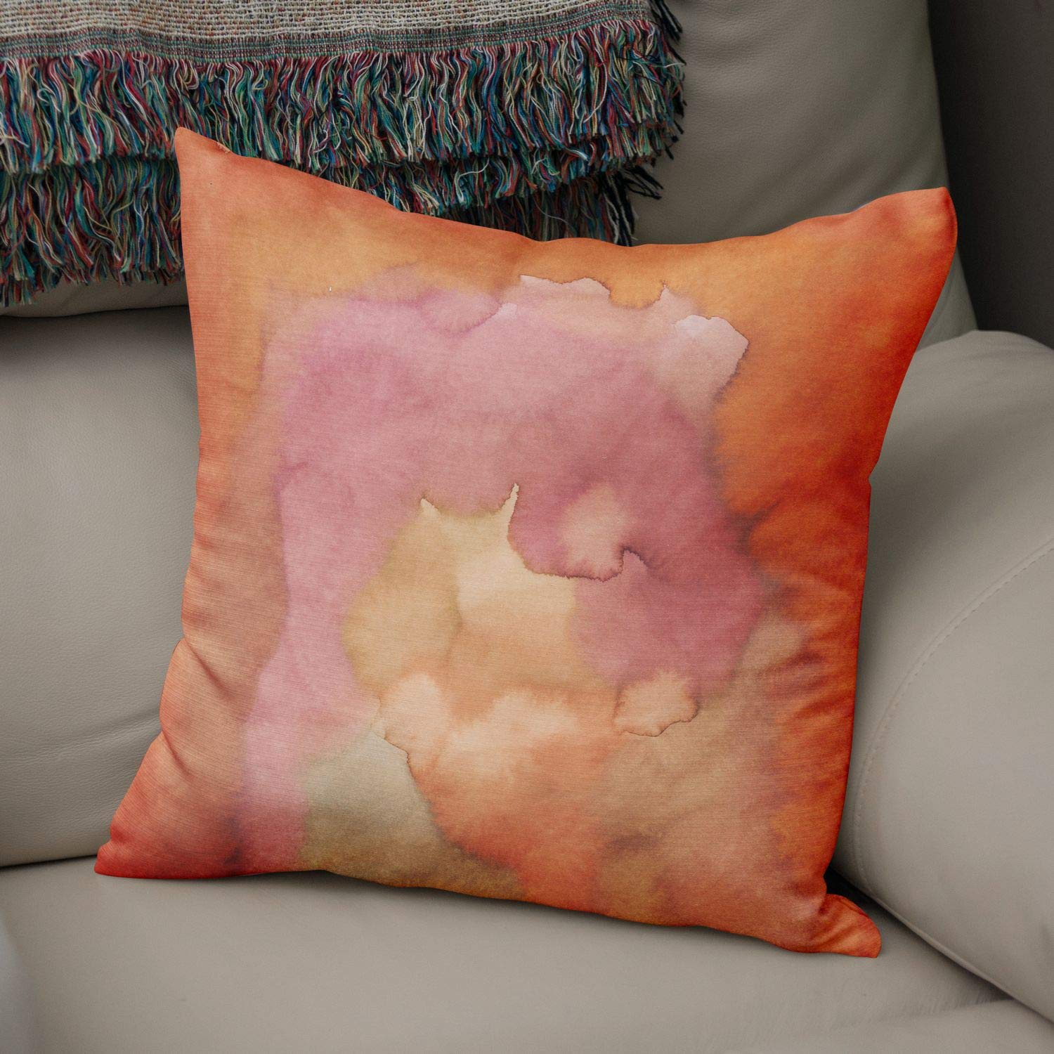 Bonamaison Decorative Cushion Cover Watercolor Theme, Throw Pillow Covers, Home Decorative Pillowcases for Livingroom, Sofa, Bedroom, Size:43X43 Cm - Designed and Manufactured in Turkey