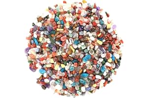 ORIENTREA 1.1lb Natural Mixed Crystal Chips Stones- Healing Crushed Crystal Mixed Gemstones for Witchcraft, Decorative Rocks for Succulent Pebbles, Aquarium Fish Tank, Vase Filler, DIY Crafts and Indoor Plants, Beautiful Package for Gift