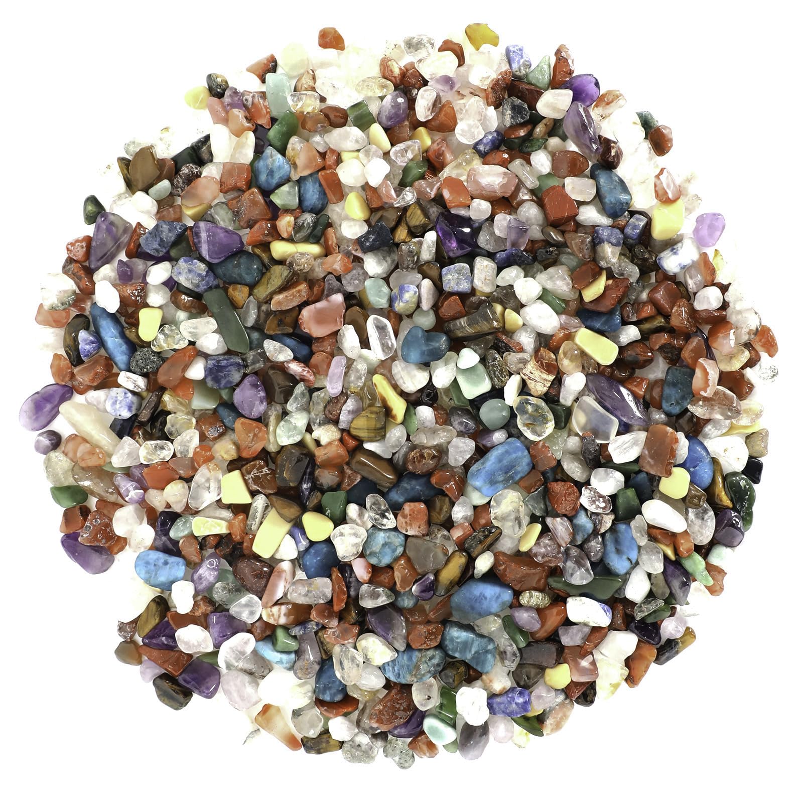 View 1 of 1.1lb Natural Mixed Crystal Chips Stones- Crushed Healing Crystal Gemstones for Witchcraft, Decorative Rocks for Aquarium Fish Tank, Vase Filler, DIY Crafts, Beautiful Package for Gift.