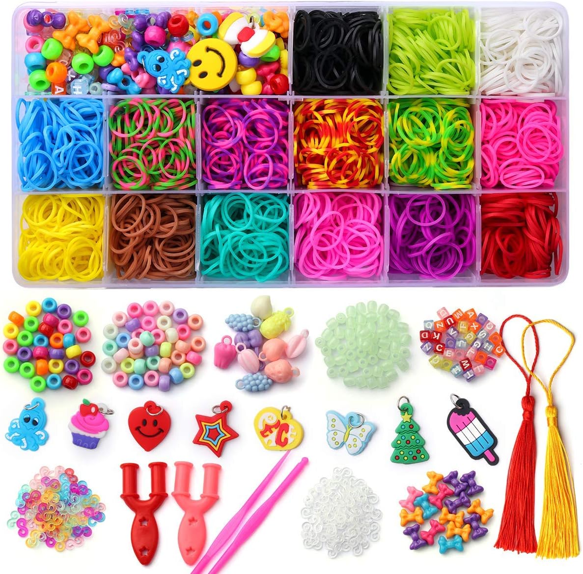 Mocoosy Loom Rubber Bands for Kids Bracelet Making Kit, Over 2200 Colored Loom Bands Refill Set, DIY Rainbow Rubber Bands Crafts for Girls Boys Great Gifts…: Furniture & Decor