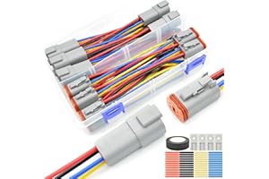 ALFOCI 8 Set 4 Pin DT Connector Waterproof Automotive Electrical Butt Connector 16 AWG Wire Connectors Kit with Waterproof Heat Shrink Tubing for Car Truck Boat, 8 Kits (C- 4Pin Wiring 8Pair)…