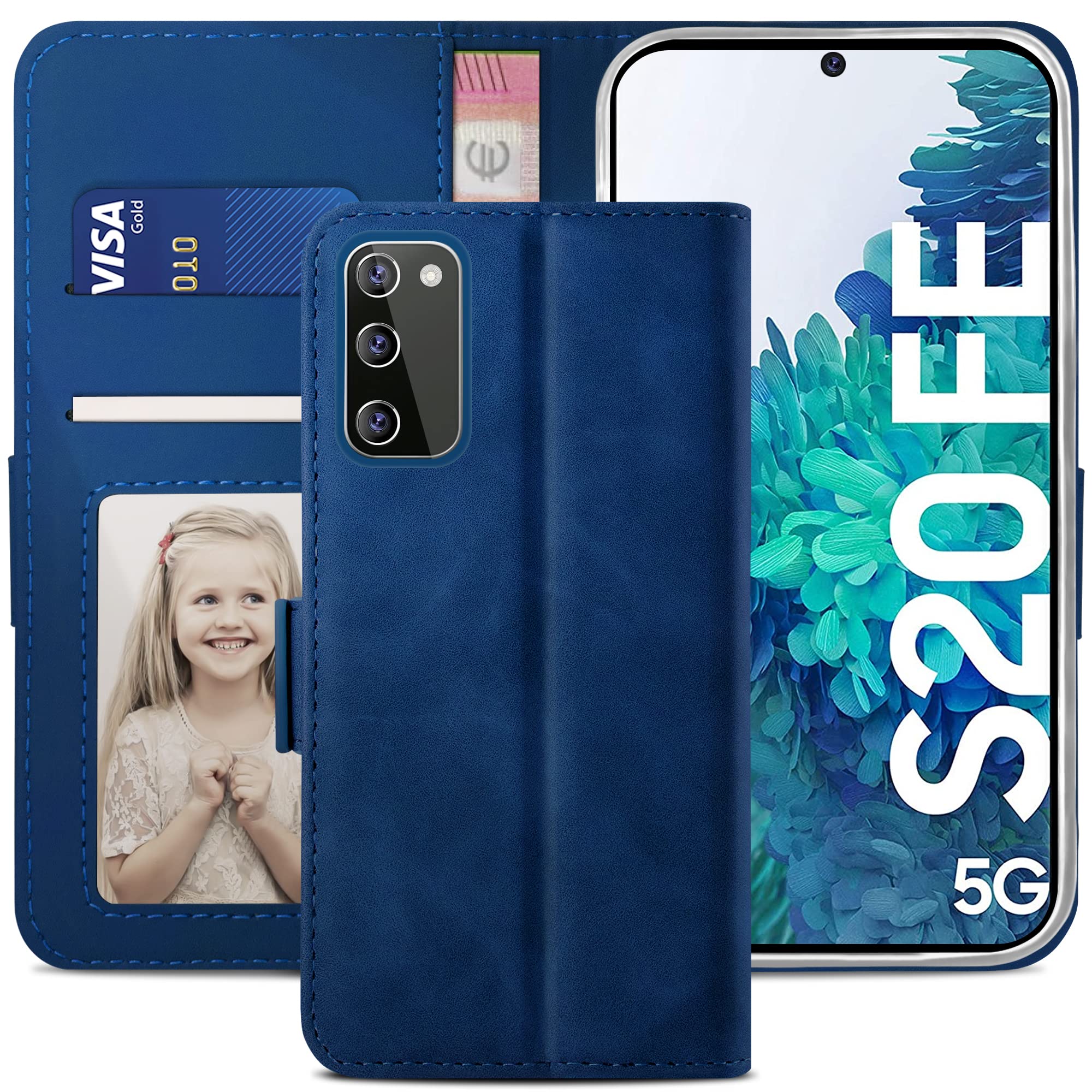 YATWIN Case for Samsung Galaxy S20 FE 5G 2022, Flip Wallet Leather Case with Card Holder Kickstand Phone Cases Cover for Samsung S20 FE 4G/5G - Blue — image 1