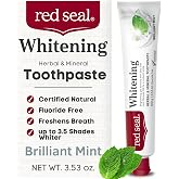 Red Seal Fluoride Free Whitening Toothpaste - Mint - Vegan Friendly, Cruelty Free, No Synthetic Colors or Artificial Flavors, NATRUE Certified Natural Ingredients, Paraben &amp; SLS Free, 3.53 oz