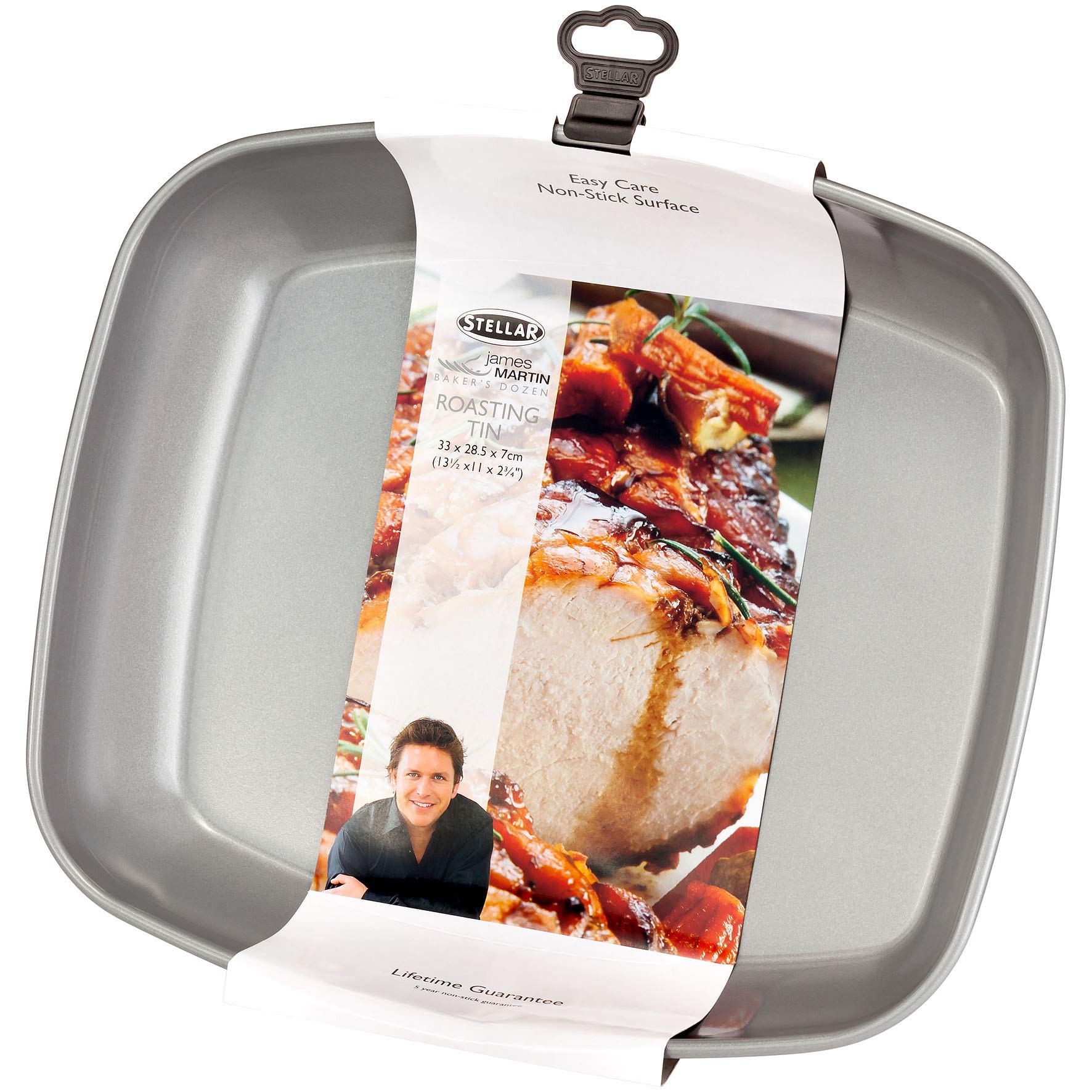 Stellar James Martin Non-Stick Roasting Tray, High Grade Steel, Dishwasher Safe, 33cm x 28 x 7cm - 5 Year Non-Stick Warranty