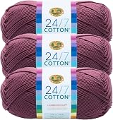 Lion Brand 24/7 Cotton Yarn Lilac Triple 3 Pack 185 yd 3.5 oz Each