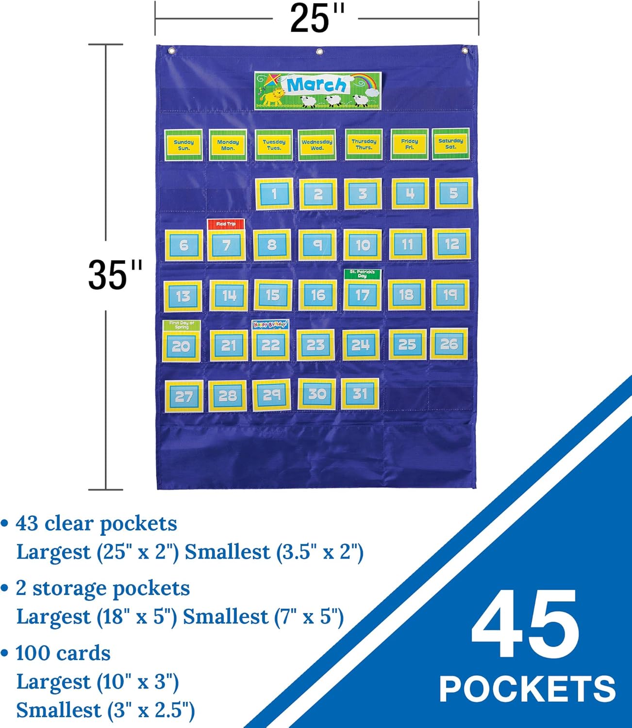 Carson-Dellosa CD-158156 Deluxe Calendar Pocket Chart : Classroom Pocket Charts : Industrial & Scientific