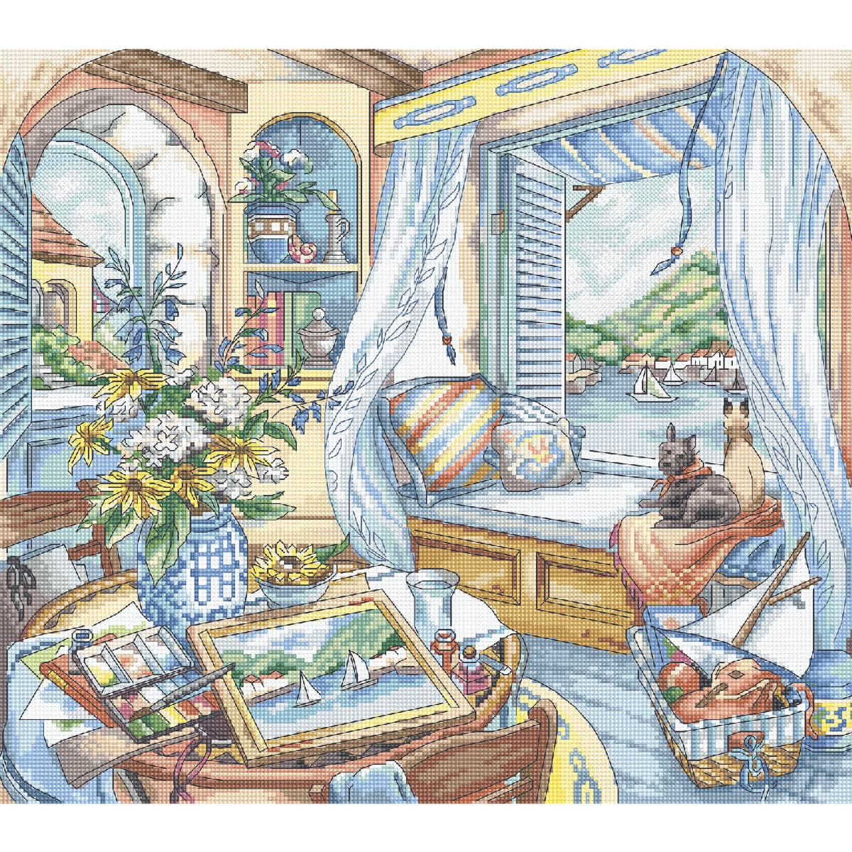 Letistitch Counted Cross Stitch Kit Window Court 33 x 29 cm