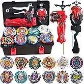 Bey Battling Burst Toy Set, 12pcs Spinning Burst Tops 2 Two-Ways Launchers with Grip, Combat Tops Battle Game with Portable Box Gift for Kids Children Boys 6-12