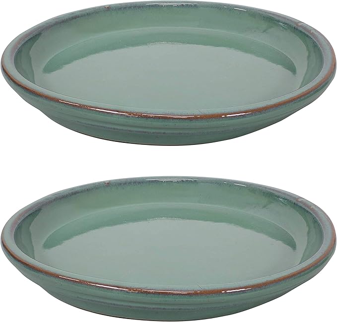 Sunnydaze Ceramic Flower Pot Planter Saucer Set of 2