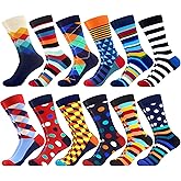 WeciBor Men's Funny Novelty Crazy Colorful Cotton Dress Socks for Daily Wear, Size 9-13