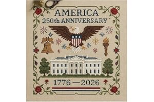 AONGA US 250th Anniversary Cross Stitch Kit,Personalized Patriotic Cross Stitch Kits,DIY Needlepoint Starter Embroidery Patterns,Commemorative Embroidery Gift Decorations(#3,Counted)