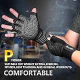 ihuan Ventilated Weight Lifting Gym Gloves with Wrist Wrap Support Medium Black view 3