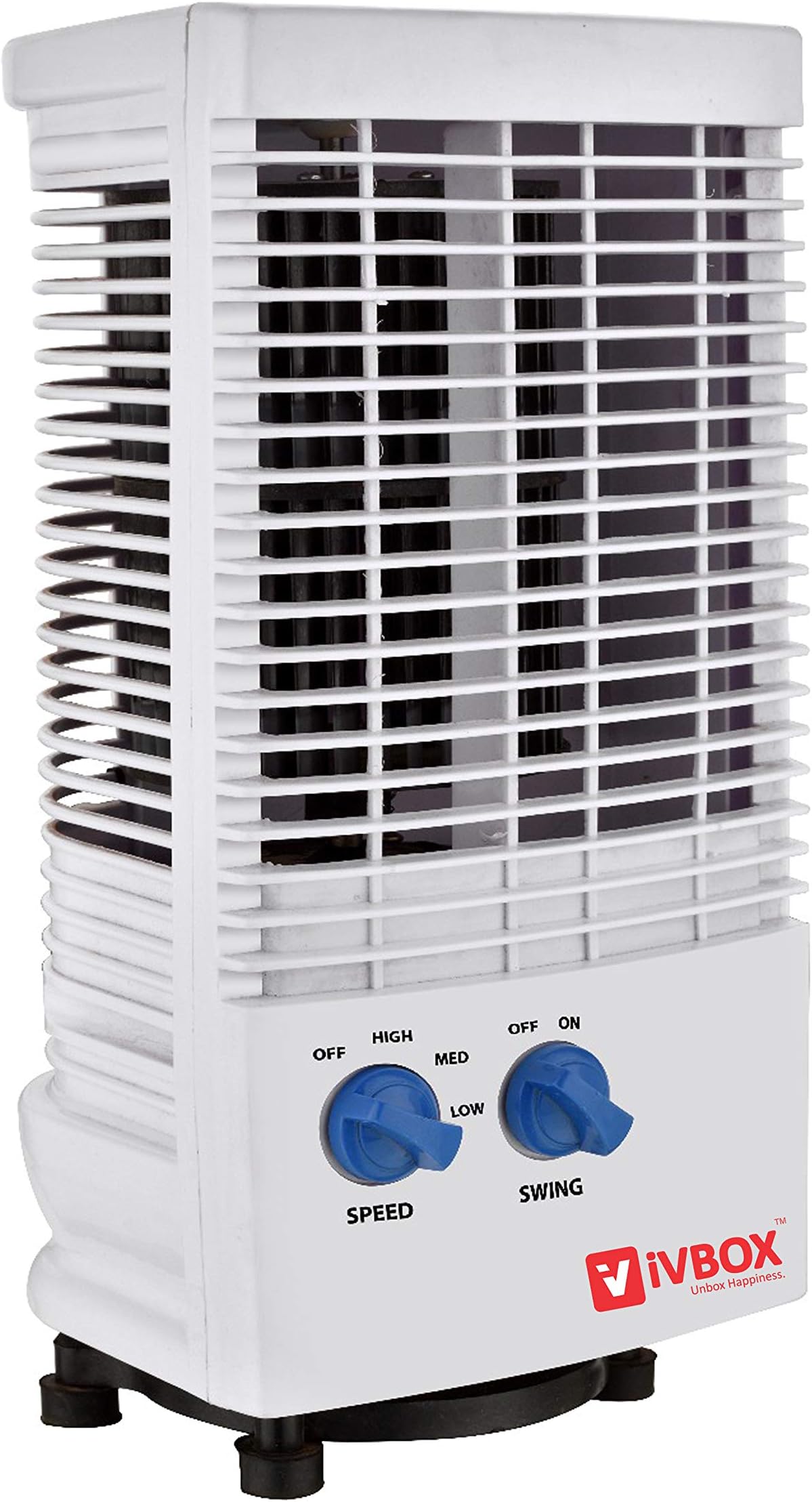 iVBOX MTF-02 Micro Portable Air Circulating Space Saving Oscillating 90 Degree Rotating & Revolving Base Tower Fan, White