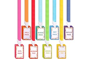 KOLEWO4EVER 48 Pieces Confetti Passes Set: 24 Pieces Passes and 24 Pieces Lanyards School Passes Set Hall Pass Restroom Pass Bathroom Pass Nurse Pass Library Pass Office Pass Girl Pass Boy Pass(Confetti)