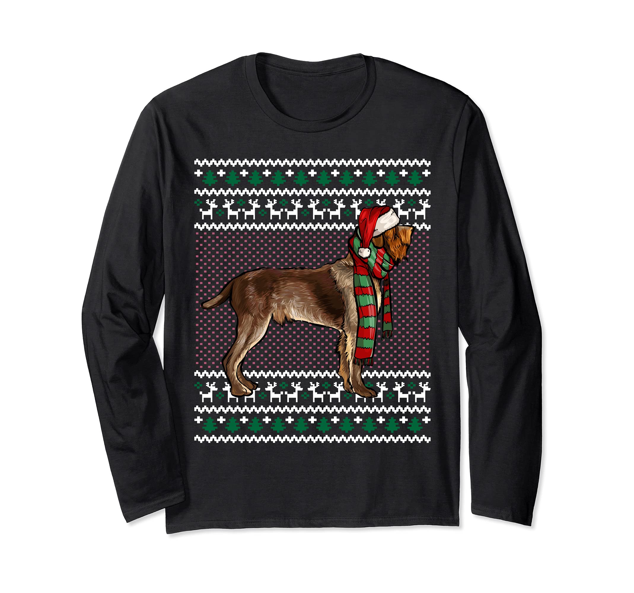 Xmas Wirehaired Pointing Griffon Dog Santa Ugly Christmas Long Sleeve T-Shirt