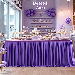 Partisky Purple Polyester Table Skirt for Rectangle