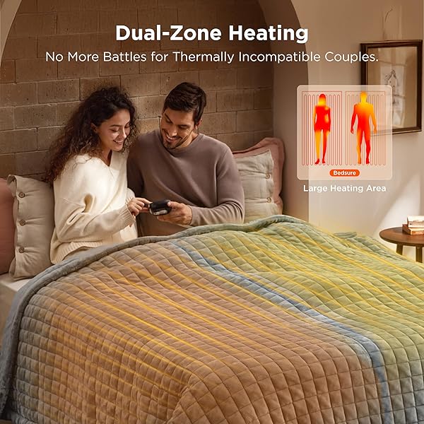BEDSURE ELECTRIC BLANKET KING SIZE – DUAL CONTROL HEATED WEIGHTED BLANKET KING WITH 10 HEAT SETTINGS, FAST HEATING WITH 10 TIME SETTINGS (100X90 INCHES, FORMAL GRAY)