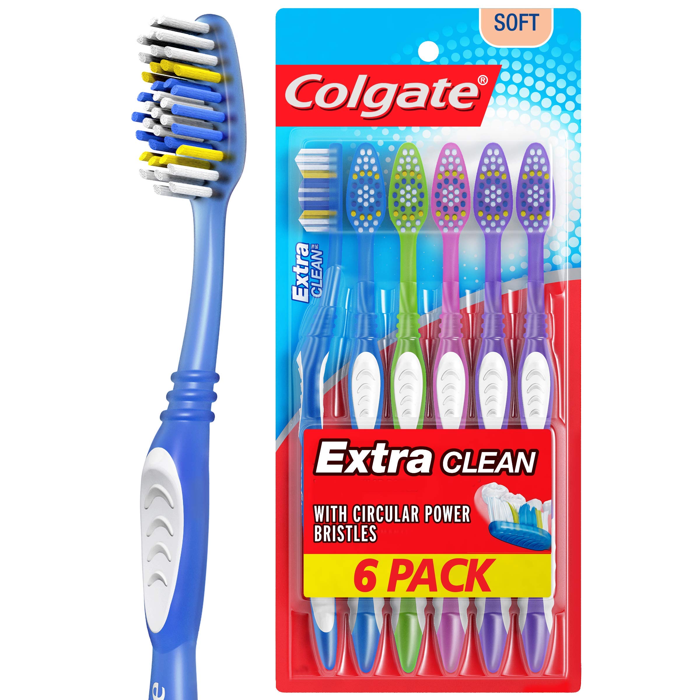 Colgate Extra Clean Toothbrush, Full Head, Soft 6 Count Buy Online
