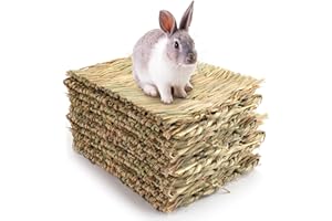 Yesland 12 Pack Woven Rabbit Mat - Grass Mat & Bunny Bedding Nest - Natural Chew Toy Bed for Guinea Pig Chinchilla Squirrel H