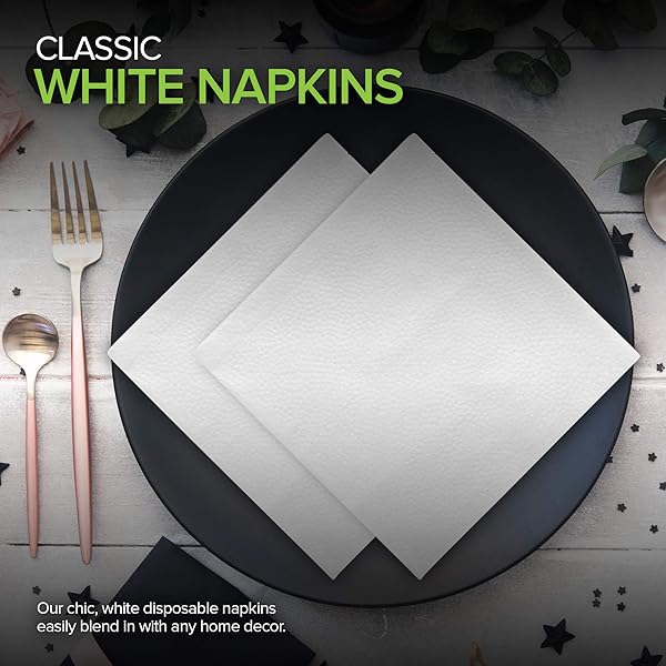 STOCK YOUR HOME 12 INCH DISPOSABLE NAPKINS – 1 PLY WHITE DINNER NAPKINS – PAPER NAPKINS FOR DINNER, PARTIES, CRAFTS, & DAILY USE – 500 PACK