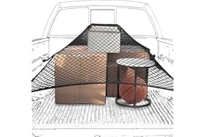 KAIZONPOT Cargo Net for Pickup Truck Bed, Automotive Cargo Netting, Highly Elastic Trunk Net Mesh Organizer for SUV, Car, Trailer, Boat, 4'x4' Stretches to 7'x7' (Single Layer)