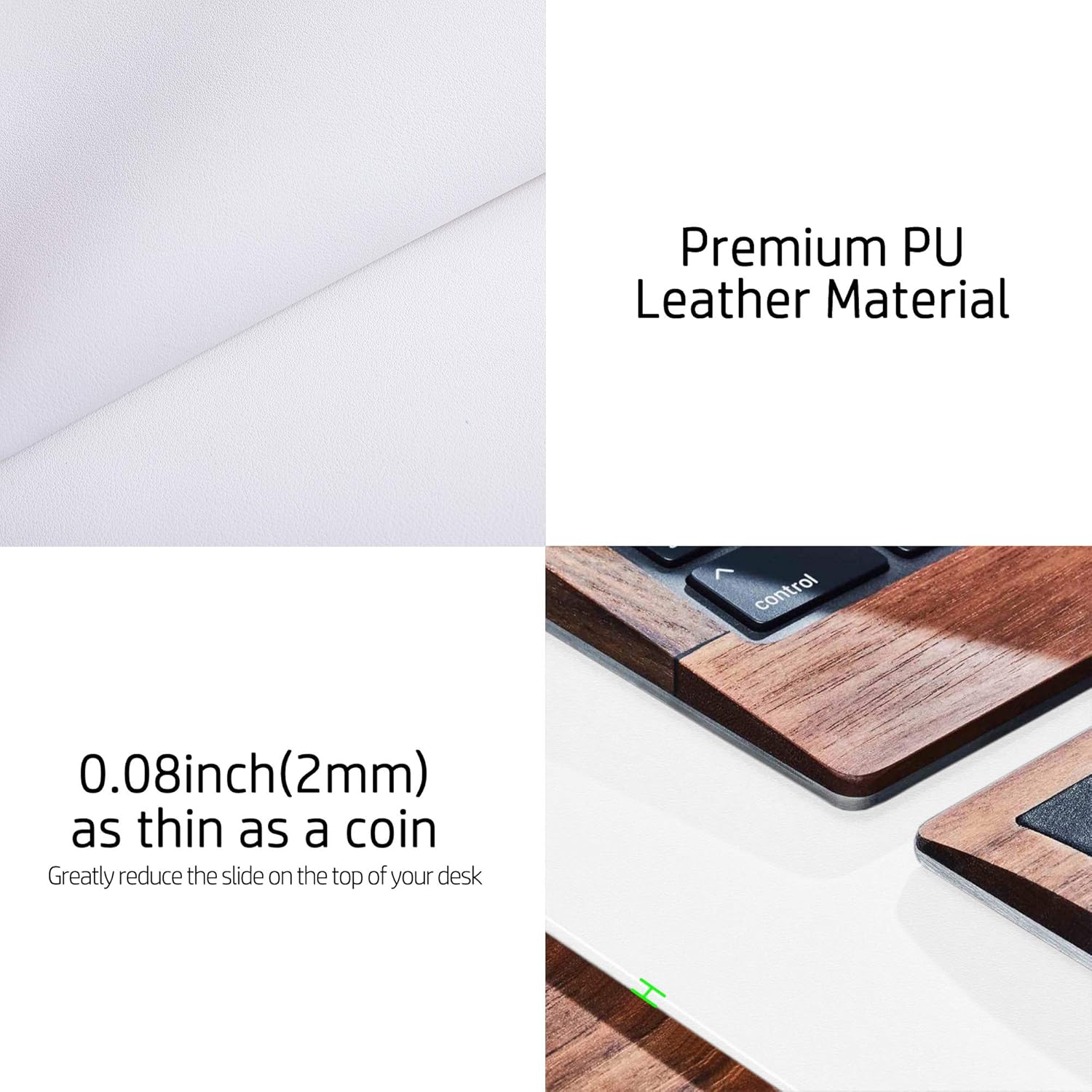 Leather Desk Protector, Office Mat, Non-Slip PU Leather Blotter, Waterproof Writing Pad for Office and Home (80cm x 40cm, Off-White) - Image 4