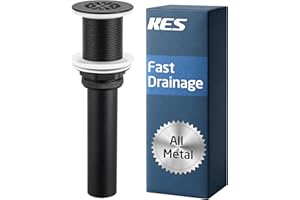 KES Bathroom Sink Grid Drain Without Overflow, Faster Drainage Anti-Clog Design, Matte Black Vanity & Vessel Drain Strainer, 