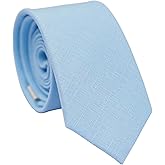 BELLUNO Men's Skinny Ties, Cotton Linen Blend 2.5 inch Solid Neckties