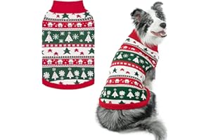 PUPTECK Christmas Dog Sweaters for Cold Weather, Soft Outfit Warm Winter Coat Knitted Dog Clothes for Small Medium Large Doggies Puppy Indoor Outdoor Walking, Colorful Design, Classic