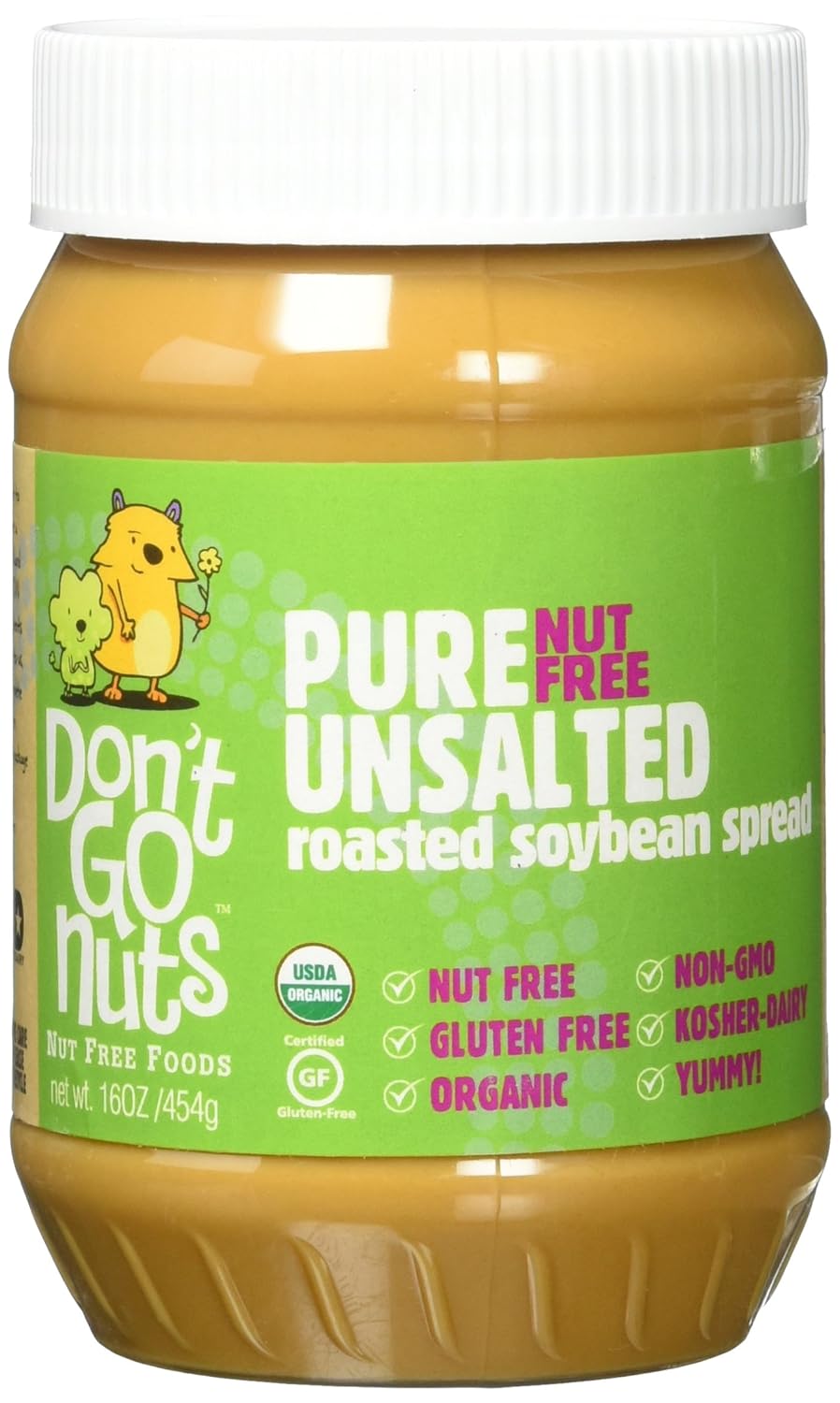 Don't Go Nuts Nut Free Non GMO Organic Soy Butter, Pure Unsalted, 16