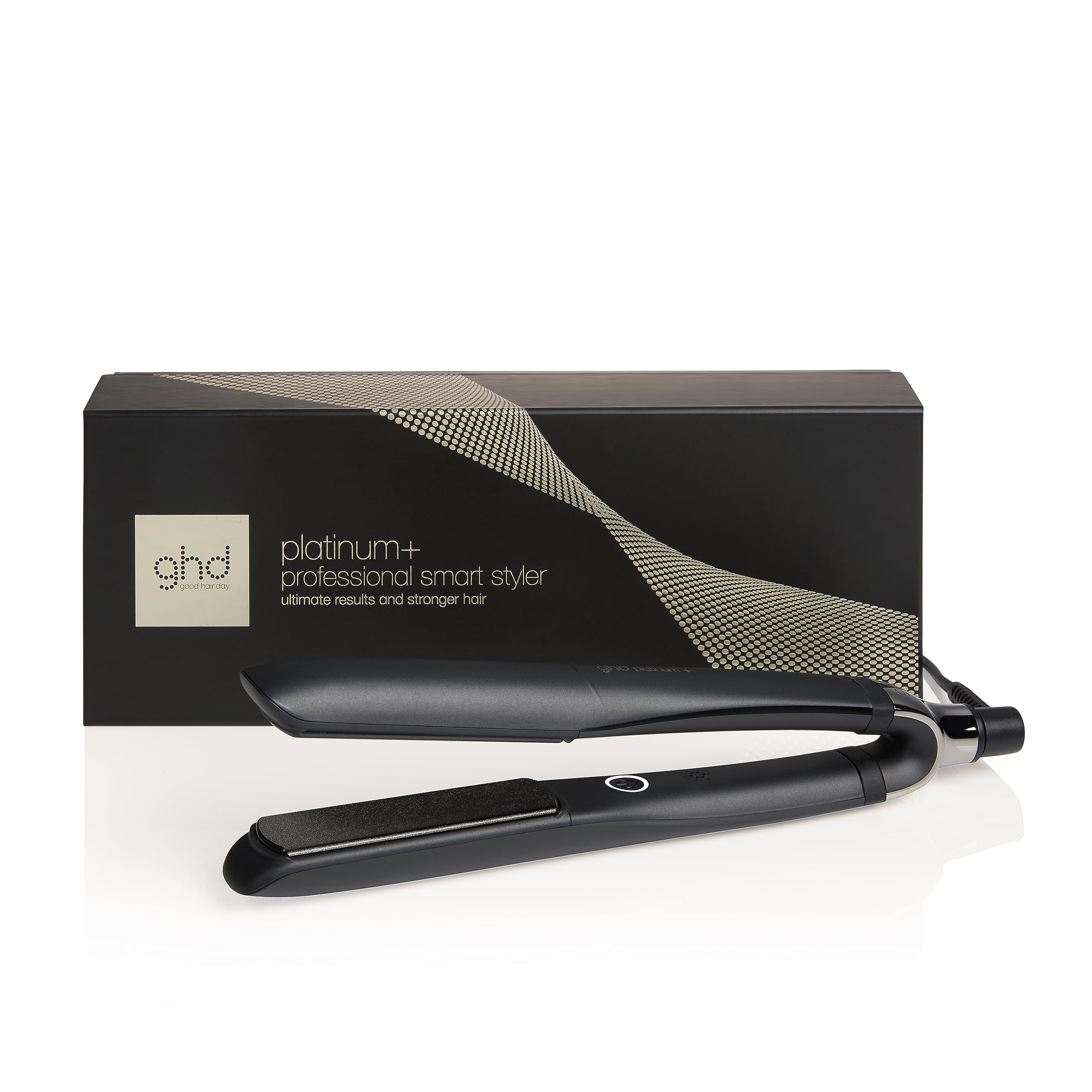 ghd Platinum+ Hair Straightener & Professional Styler in Black - More Strength, Shine & Colour Protection - for All Hair Types - (UK Plug)