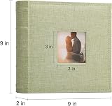 Vienrose Photo Album 200 Pockets 6x4 Linen Cover Memo Spaces Green view 2