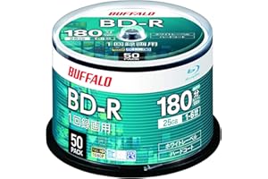 (�鶹��.co.jp Exclusive) Buffalo RO-BR25V-050PW/N Blu-ray Disc BD-R Single Recording, 25 GB, 50 Sheets, Spindle, Single Layer