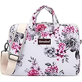 Canvaslove Chrysanthemum Pattern Water Resistant Laptop Shoulder Messenger Bag for MacBook Pro 16 inch and 15.6 inch 16 inch Laptop