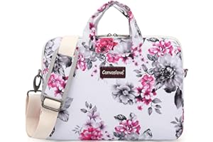 Canvaslove Chrysanthemum Pattern Water Resistant Laptop Shoulder Messenger Bag for MacBook Pro 16 inch and 14 inch 15.4 inch 15.6 inch Laptop