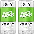 SweatBlock Deodorant & Antiperspirant Solid for Men and Women, Regular Strength Sweat & Odor Protection, Coastal Fresh Fragrance, Easy, Clean, Smooth Glide - (2-Pack)