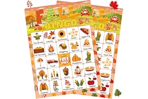 FENKYSOIX Fall Games for Kids Fall Bingo Harvest Game Fall Party Games with 24 Autumn Players Cards for Fall Festival Adults Activities Supplies Favors Thanksgiving Party Games
