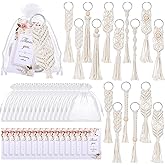 Giegxin 48 Pcs Boho Party Favors Macrame Keychains Bulk with Handcrafted Tassel Organza Bags Thank You Tags for Keys Purses Wallet Wedding Bridal Shower Baby Shower Boho Party Favors