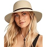 FURTALK Womens Wide Brim Sun Hat with Wind Lanyard UPF Summer Straw Sun Hats for Women
