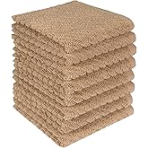 Bumble Towels Premium Kitchen Dish Cloths (12" x 12") | 8 Pack | Diagonal Deluxe Dish Cloth | High Absorbent Tea Towels Set | Tan