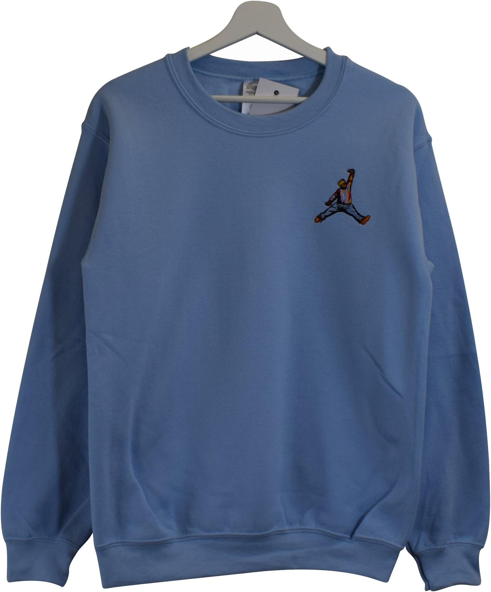 Actual Fact Biggie x Jordan Mic Slam Dunk Light Blue Crew Neck Hip Hop Big Sweatshirt Top (Small-XXLarge)